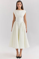 Debutante Ivory Moire Satin Midi Dress