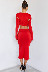 RegentMistress Rocks  Red Jersey Midi Skirt - SALE