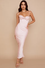 Charmaine Blush Pink Corset Maxi Dress