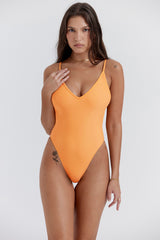 Rhodes Light Orange Plunge One Piece Swimsuit