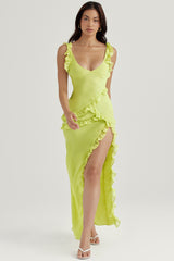 Pixie Lime Ruffle Maxi Dress