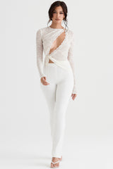 Leala Ivory Floral Lace Trim Top