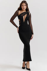 Zahra Black Plunge Maxi Dress