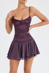 Mistress Rocks Prune Floaty Mini Dress - SALE