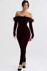 Salima Black Cherry Velvet Jumpsuit