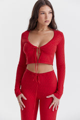 Perla Cherry Ribbed Knit Top - SALE