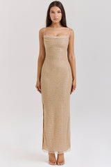 Calla Seapearl Embellished Maxi Dress