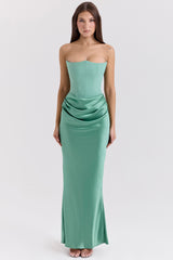 Persephone Jade Strapless Corset Maxi Dress