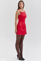 Dainty Scarlet Square Neck A-Line Mini Dress - SALE