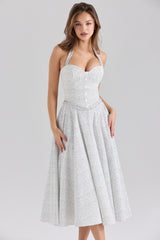 Georgie Cotton Halter Neck Polka Dot Print Midi Dress