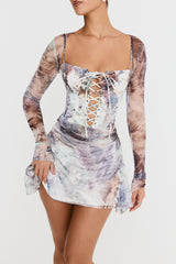 Mistress Rocks Printed Lace Up Mini Dress - SALE
