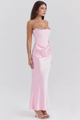 Persephone Rose Shadow Strapless Corset Maxi Dress