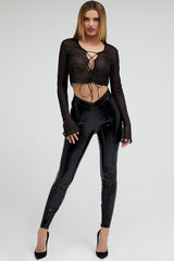 EtherealMistress Rocks  Black Vinyl V-Front Trousers - SALE
