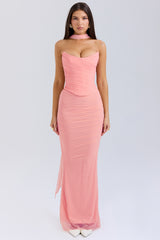Cassidy Peach Fluted Hem Maxi Skirt