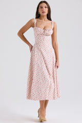 Carmen White Rosebud Print Cotton Bustier Sundress