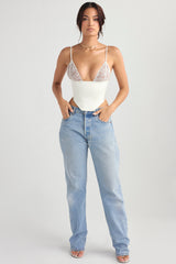 Emilee Ivory Satin and Lace Corset