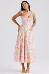 Clarabelle Pink Meadow Print Cotton Midi Sundress