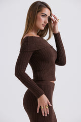 Saffron Chocolate Soft Boucle Knit Top - SALE