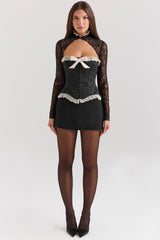 Perdita Black Metallic Jacquard Corset & Bolero - SALE