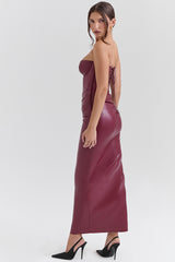 Juliana Cabernet Vegan Leather Midi Dress