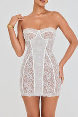 Mistress Rocks White Lace Underwired Mini Dress - SALE