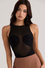 Chiara Black Sleeveless Bandage Bodysuit