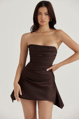 Jasmine Chocolate Draped Strapless Corset Dress