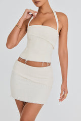 Mistress Rocks Taupe Frayed Tweed Mini Skirt - SALE