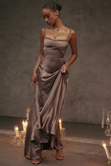 Anabella Smoke Lace Up Maxi Dress