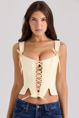 Callie Lemon Rose Print Reversible Cotton Corset Top