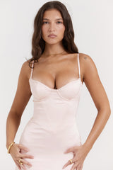 Stefania Soft Peach Corset Maxi Dress