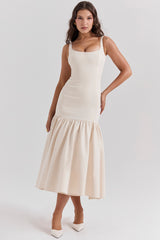 Amore Vintage Cream Dropped Waist Midi Dress