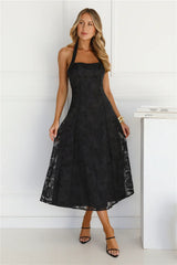 Disco Daze Halter Midi Dress Black