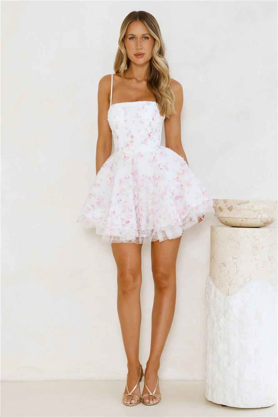 Couture Sparkle Mini Dress White