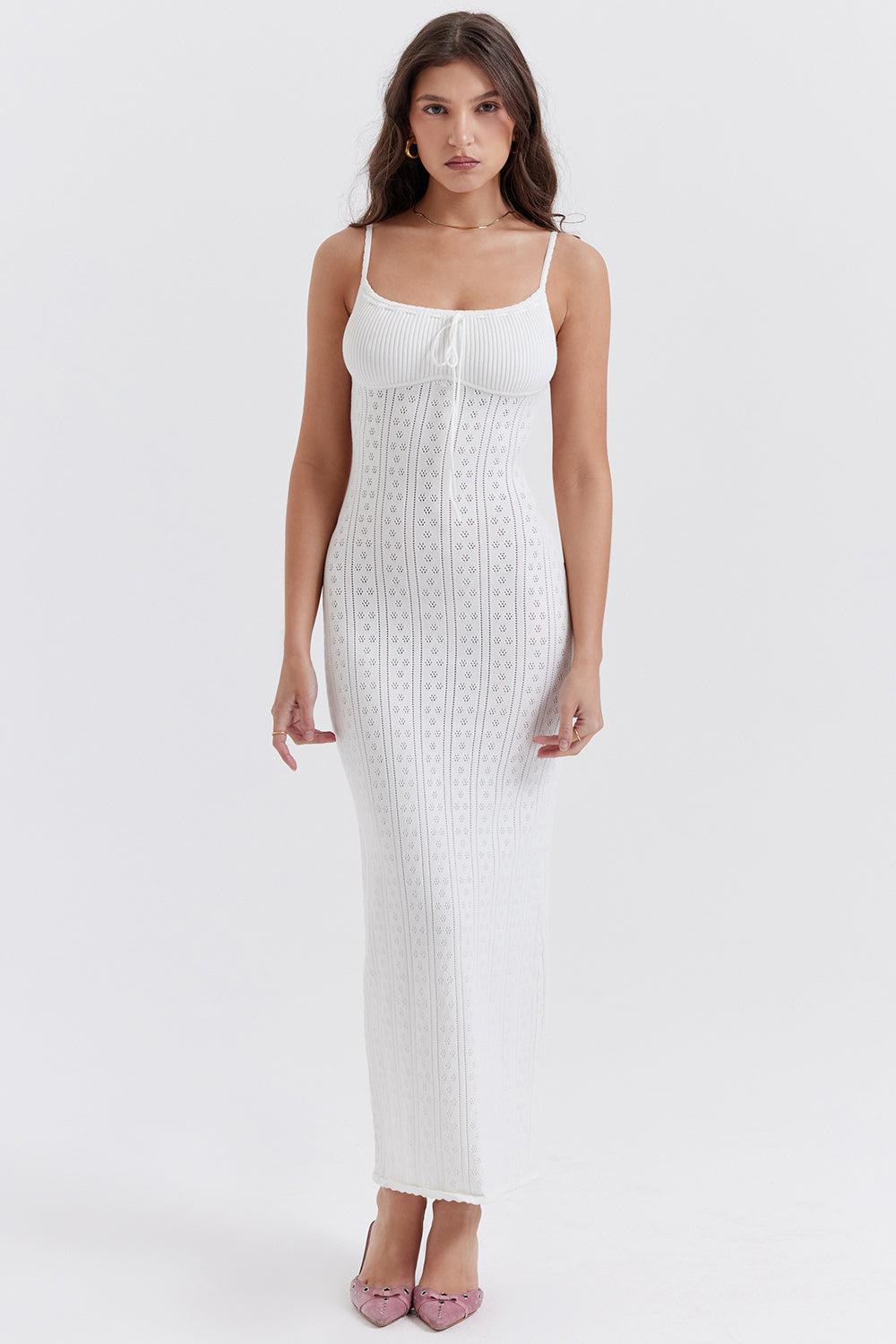 Myla White Knit Maxi Dress