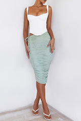 ArdentMistress Rocks  Sage Gathered Midi Skirt - SALE
