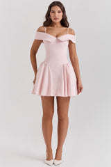 Elida Ballerina Pink Off Shoulder Mini Dress