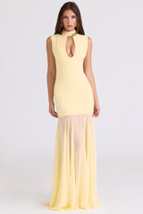 Raphaella Butter Yellow Keyhole Maxi Dress