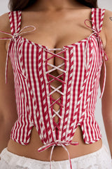 Callie Red Gingham Cotton Corset Top