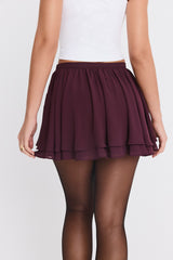 Mistress Rocks Dark Plum Floaty Layered Mini Skirt - SALE