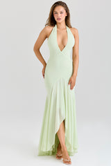 Tamara Pistachio Georgette Draped Midi Dress