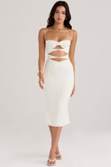 Amalia Ivory Satin Cutout Corset Dress