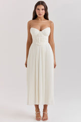 Amorata Ivory Pleated Maxi Dress