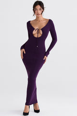 Keana Grape Ribbed Knit Maxi Dress