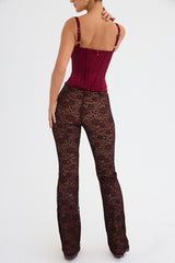 Mistress Rocks Espresso Stretch Lace Trousers - SALE