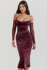 Leora Mulberry Strapless Midi Dress