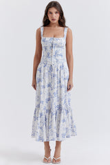 Chicca Blue Floral Print Top