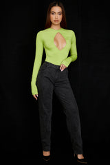 Estrelle Lime Green Cutout Bodysuit