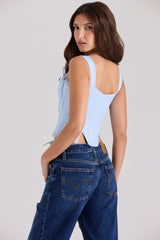 Callie Blue Rose Reversible Cotton Corset Top