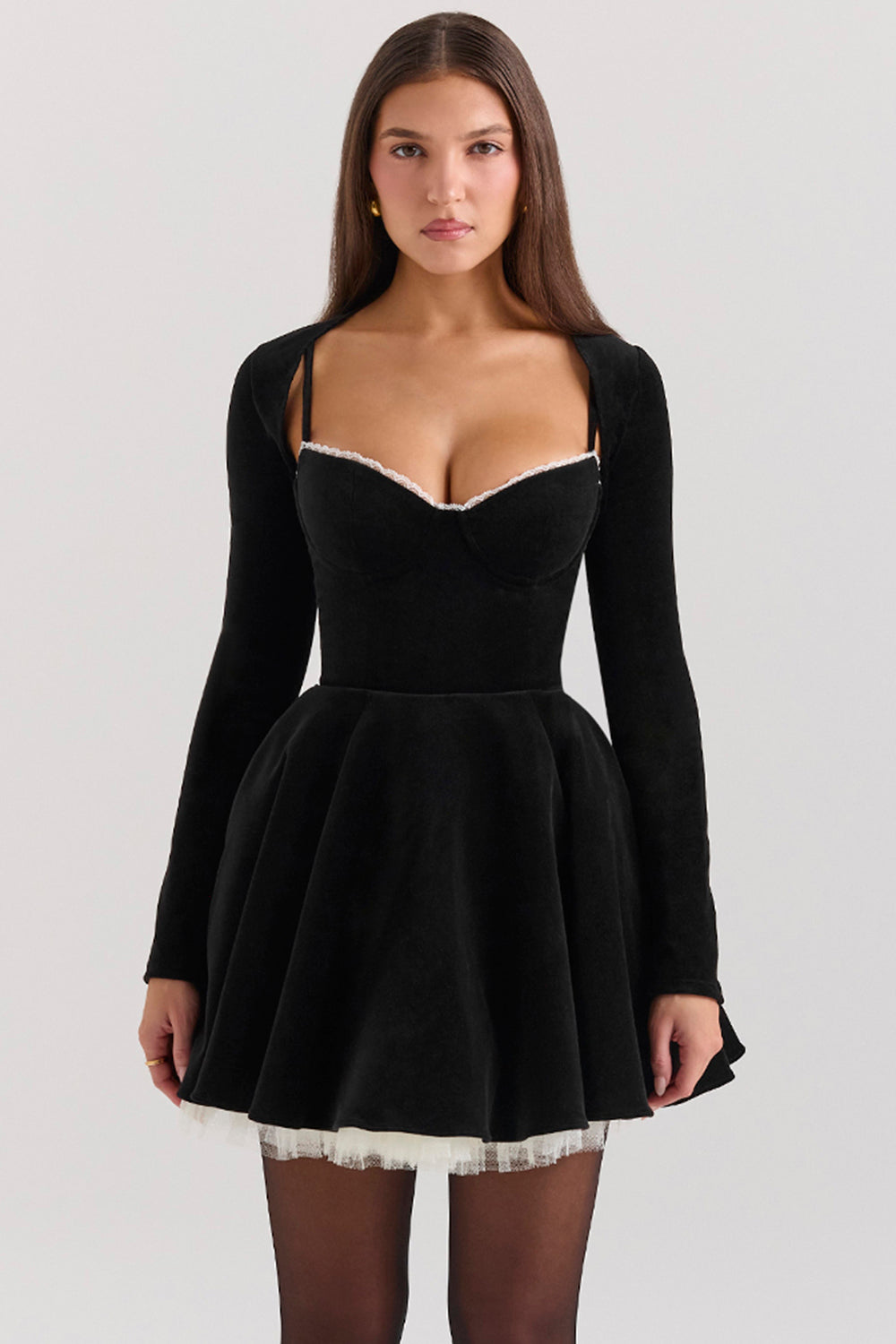 Harmony Black Stretch Velvet Cropped Bolero